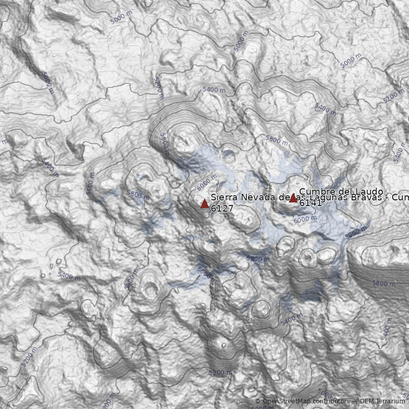Mapa Volcán Sierra Nevada de las Lagunas Bravas - Cumbre Internacional