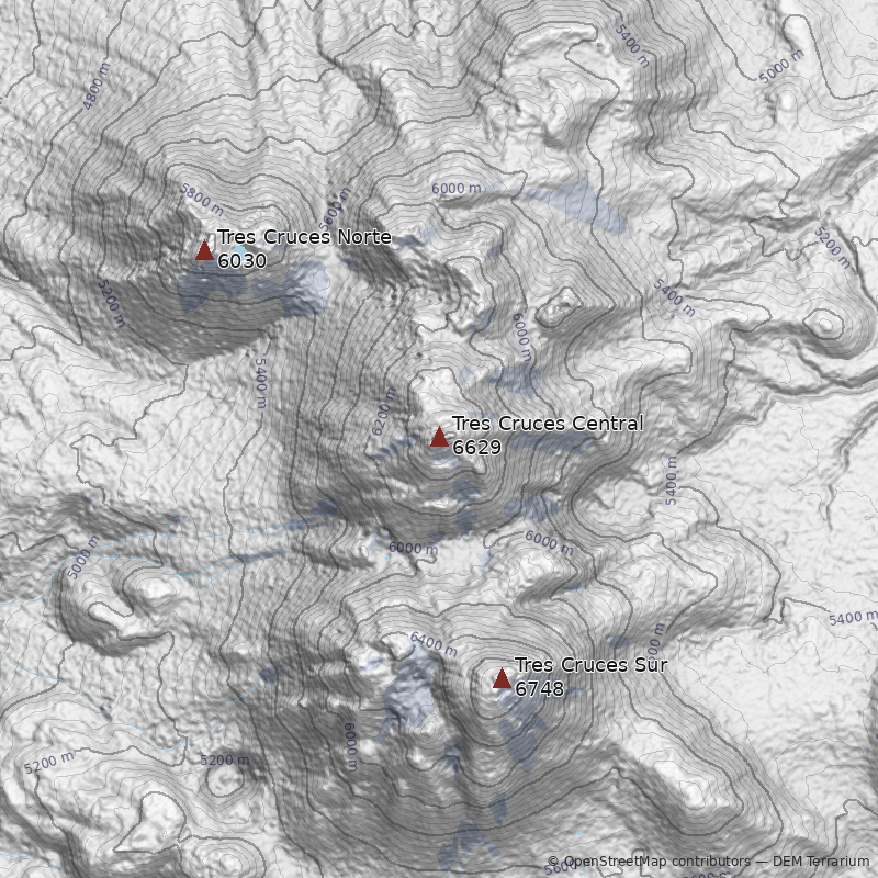 Mapa Nevado Tres Cruces Central