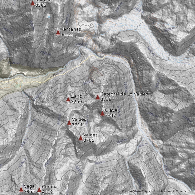 Mapa Cerro Catedral de Lo Valdés