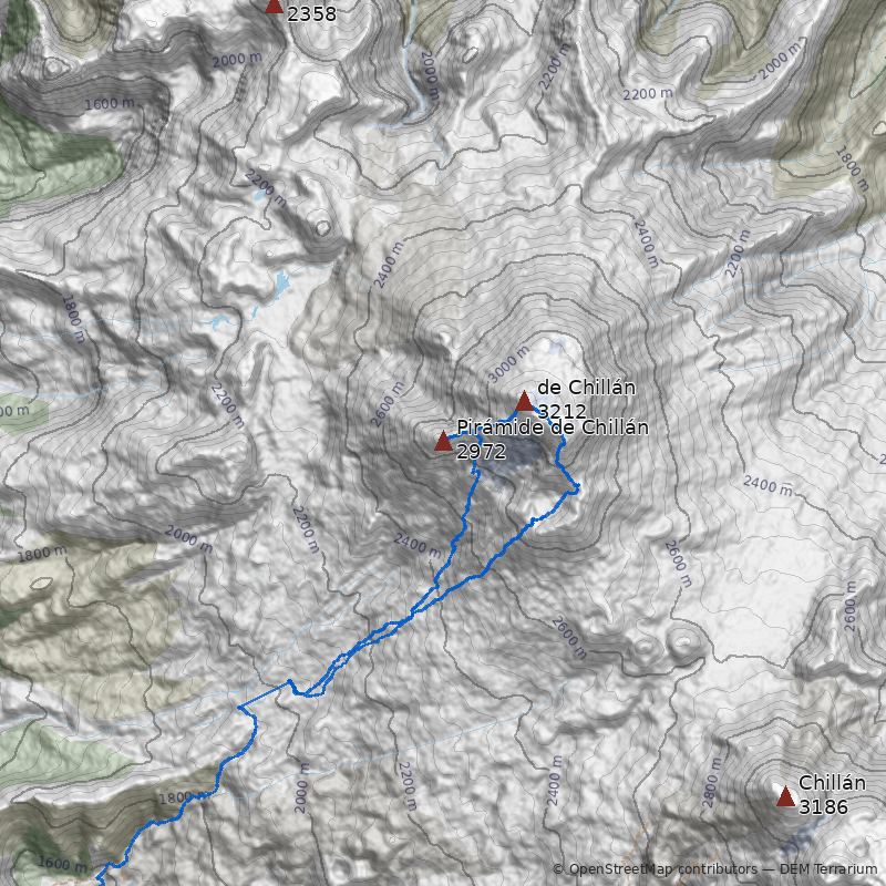 Mapa Cerro Pirámide de Chillán