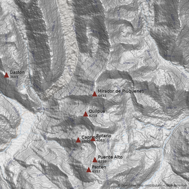 Mapa Cerro Mirador de Piuquenes